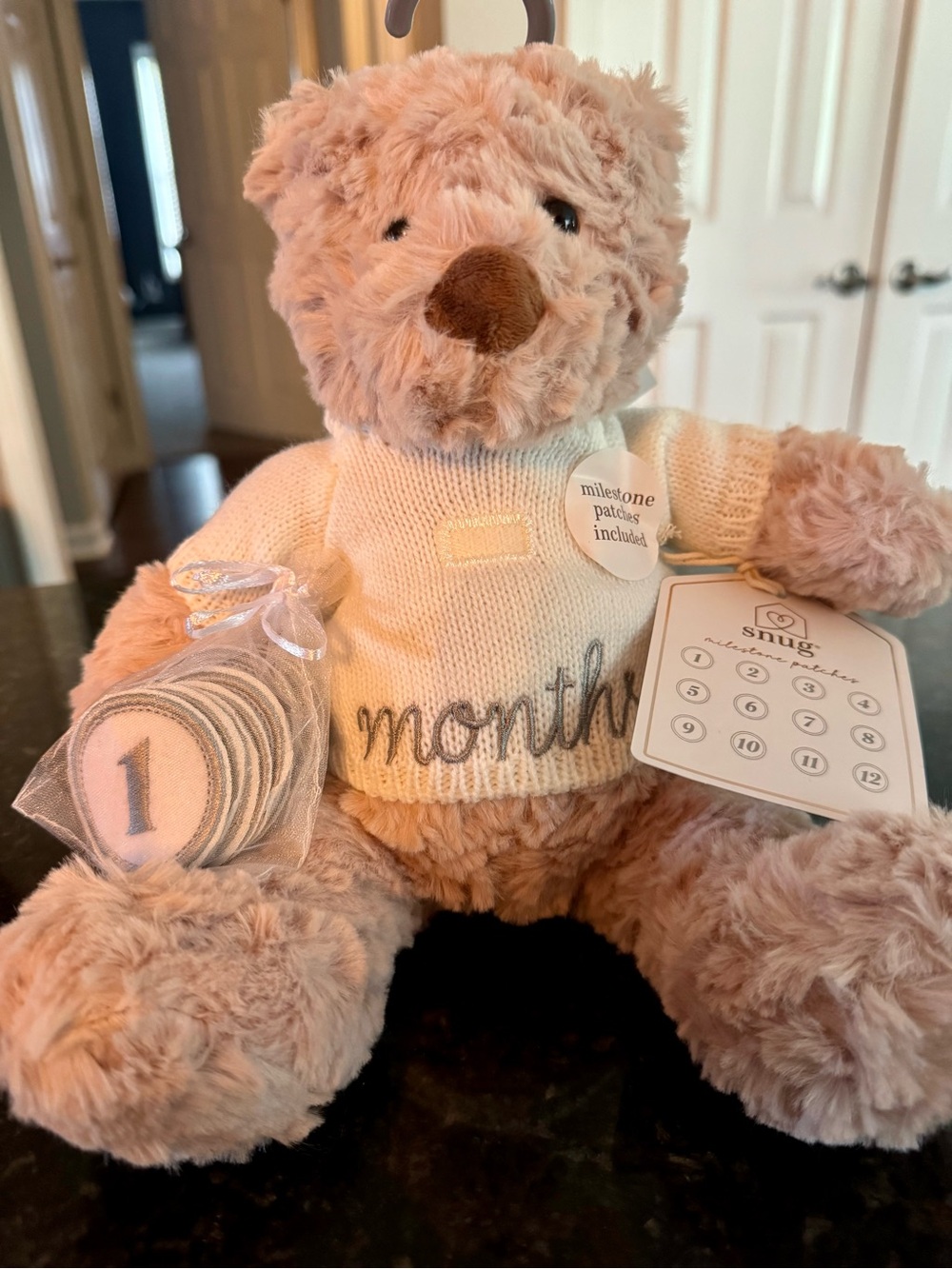 Snug Plush Milestone Bear With Cream Sweater